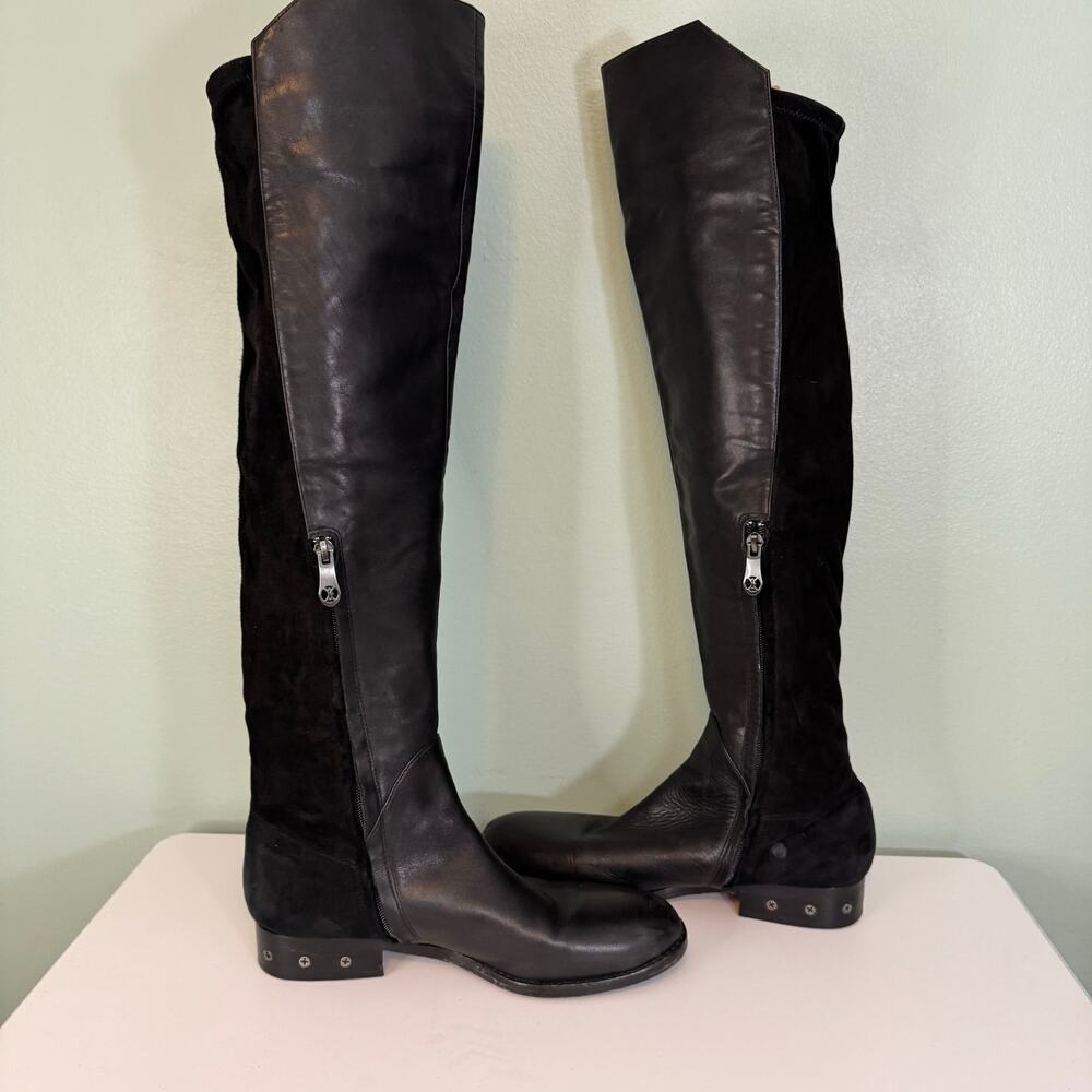 Carolinna Espinosa Womens 8.5M Black Corbin Leather & Suede Over The Knee Boots - Picture 10 of 13